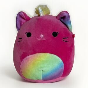 Squishmallows Caticorn Plush Hot Pink Unicorn Cat Lizette Rainbow Mane 5” Size